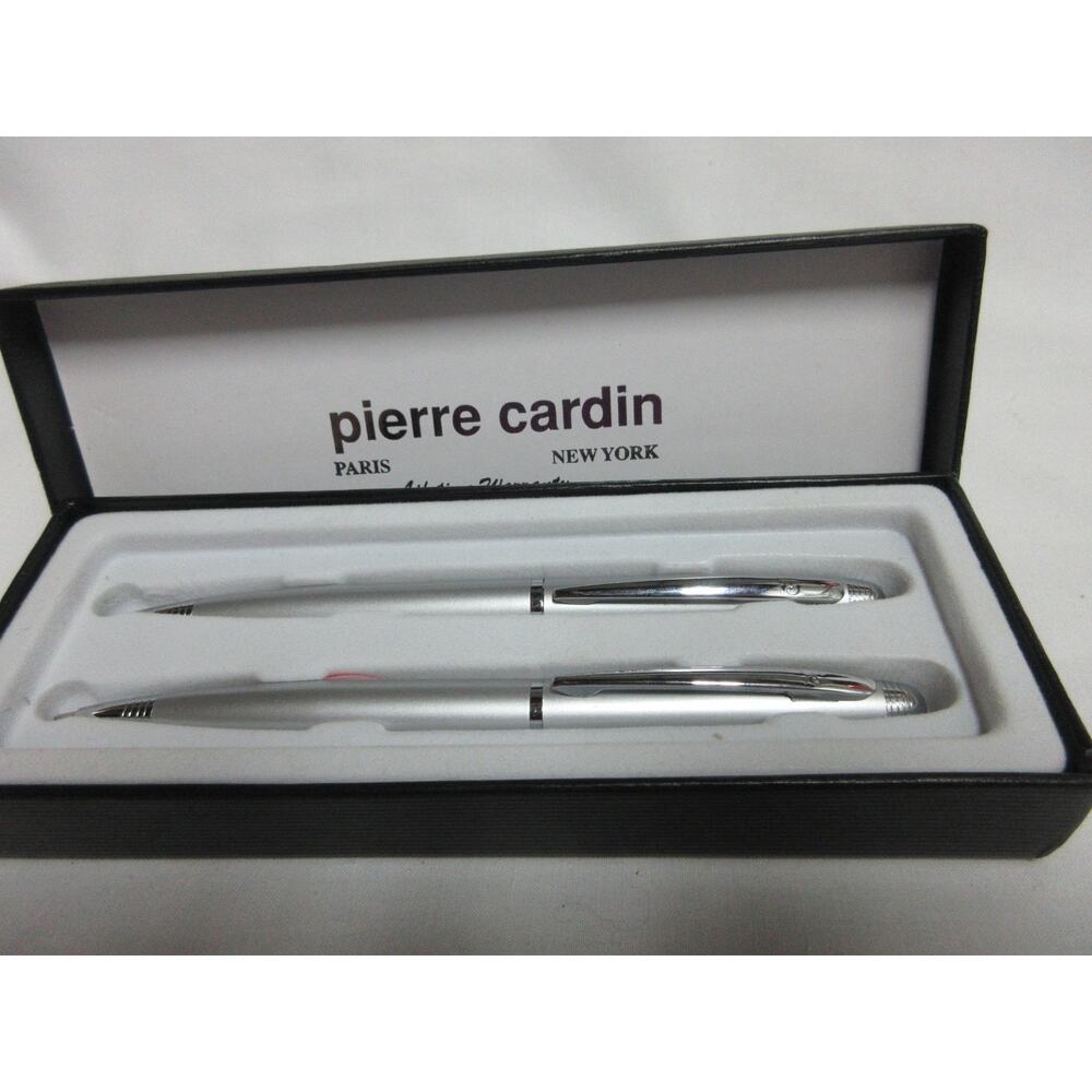 Pierre Cardin Ballpoint Pen and Mechanical Pencil, Thick Body, Silver